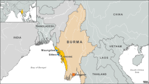 Location of the Rakhine state, where the majority of state residents are the Rohingya. (Voice of America)