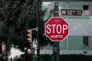 the infamous "Stop Harper" signs that popped up all over the country in 2015 https://flic.kr/p/pwjuTH