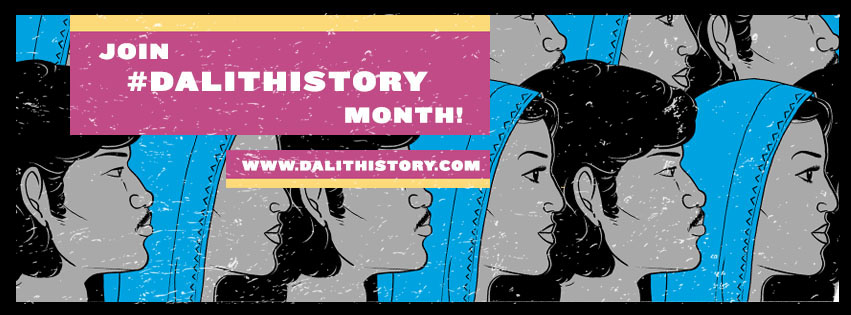 Banner of Dalit History Month (April) with people facing sideways