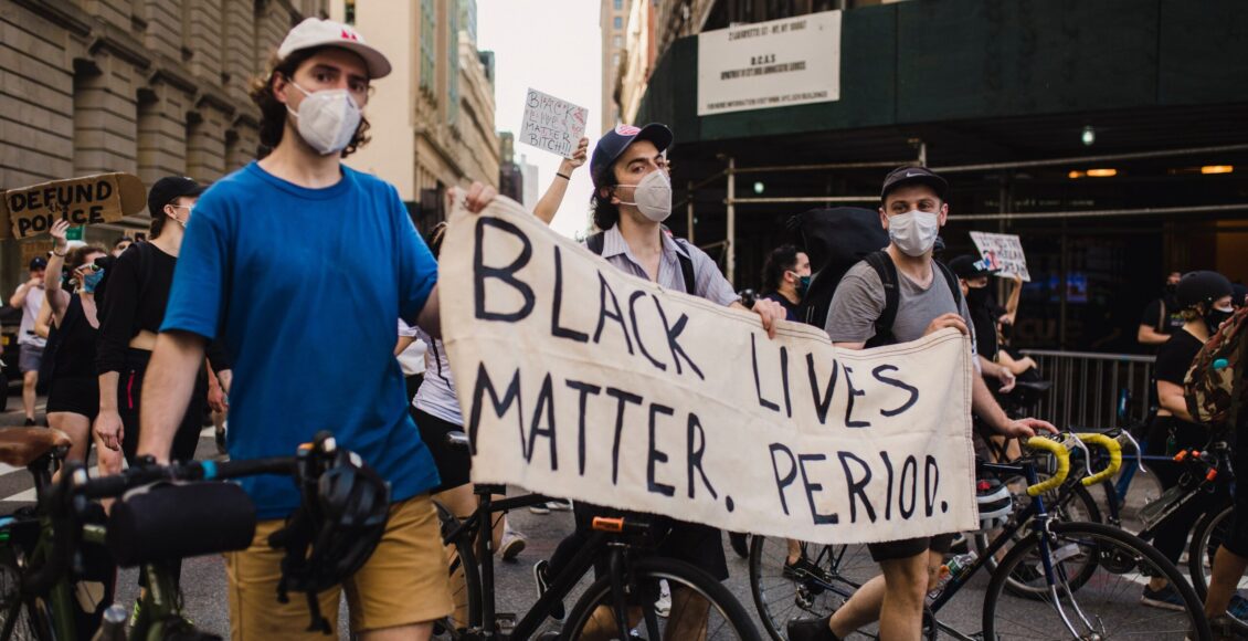 BLM protesters with their bicycles
