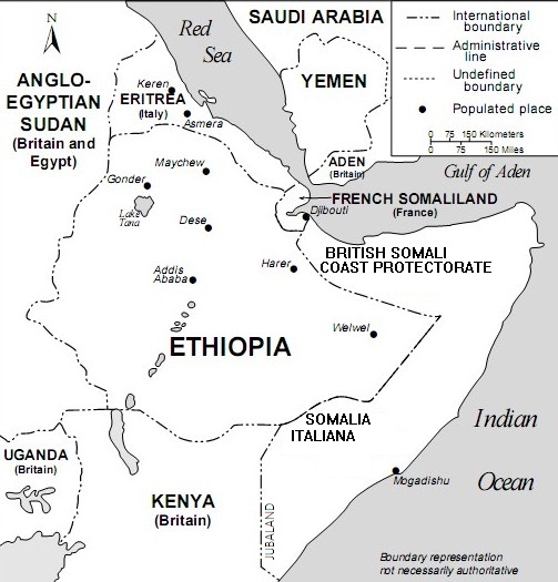 Map of the Horn of Africa region. Ethiopia, Somalia, Kenya, Eritrea, Uganda, and Sudan are the most prominent nations in this region.